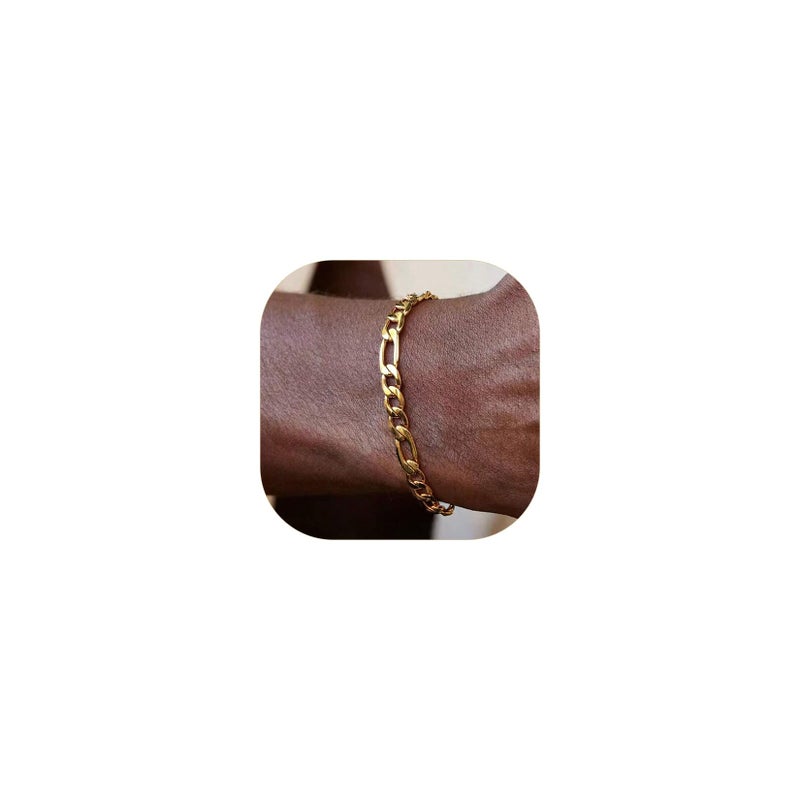 ChainsPro Gold Stainless Figaro Bracelet Men Bracelet Gold Wrist Chain Bracelet Gift - Image 1